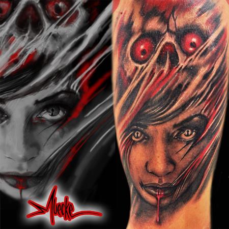 George Muecke - Muecke skull cap girl tattoo